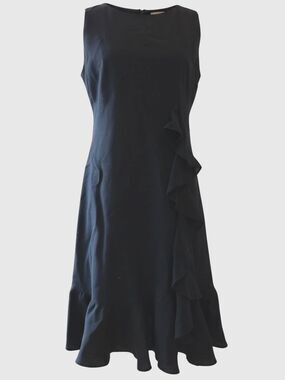 Vintage Bazar de Christian Lacroix Navy Wool Ruffle Dress 42